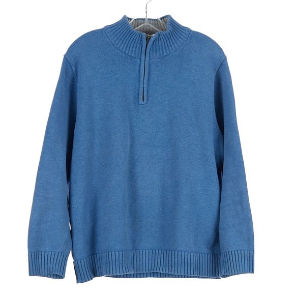 Vintage L.L.Bean Men's Quarter Zip Pullover Cotton Jumper Sweater Large Regular - Picture 2 of 7